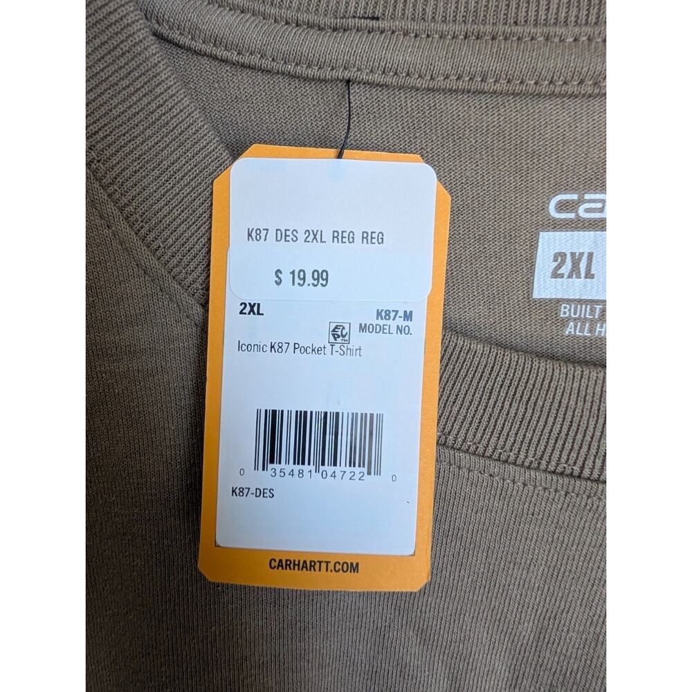 NWT Carhartt T-Shirt Mens 2XL Desert Loose Fit Heavyweigh Short-Sleeve K87-DES - Picture 6 of 6
